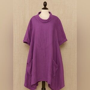 LINEN 💜 dress for summer - flowy one size, Bohemian comfort!